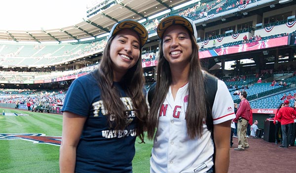 Students in Angel Stadium