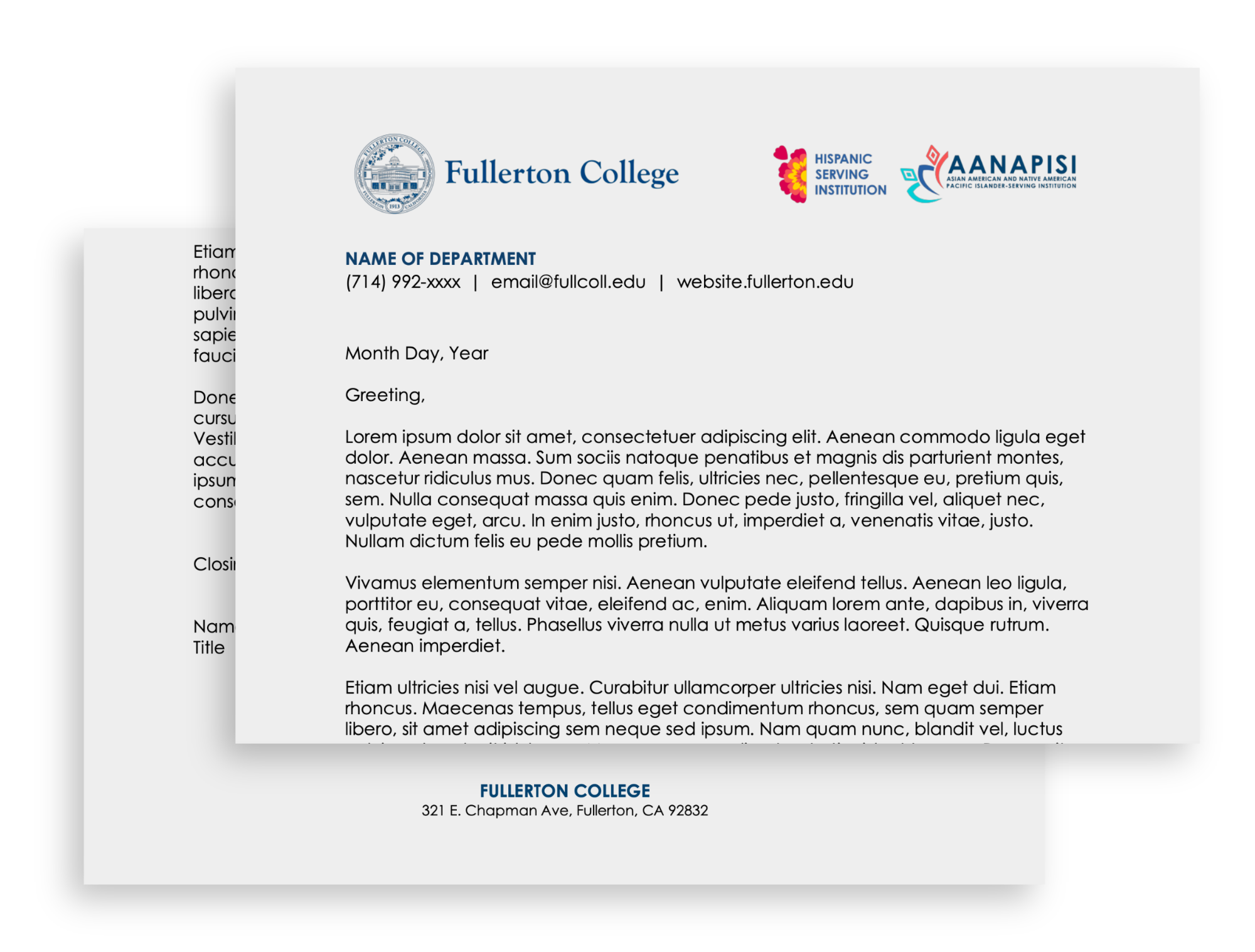 Screenshot of Letterhead
