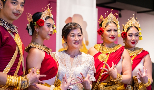 Artist presenting work in Art Gallery