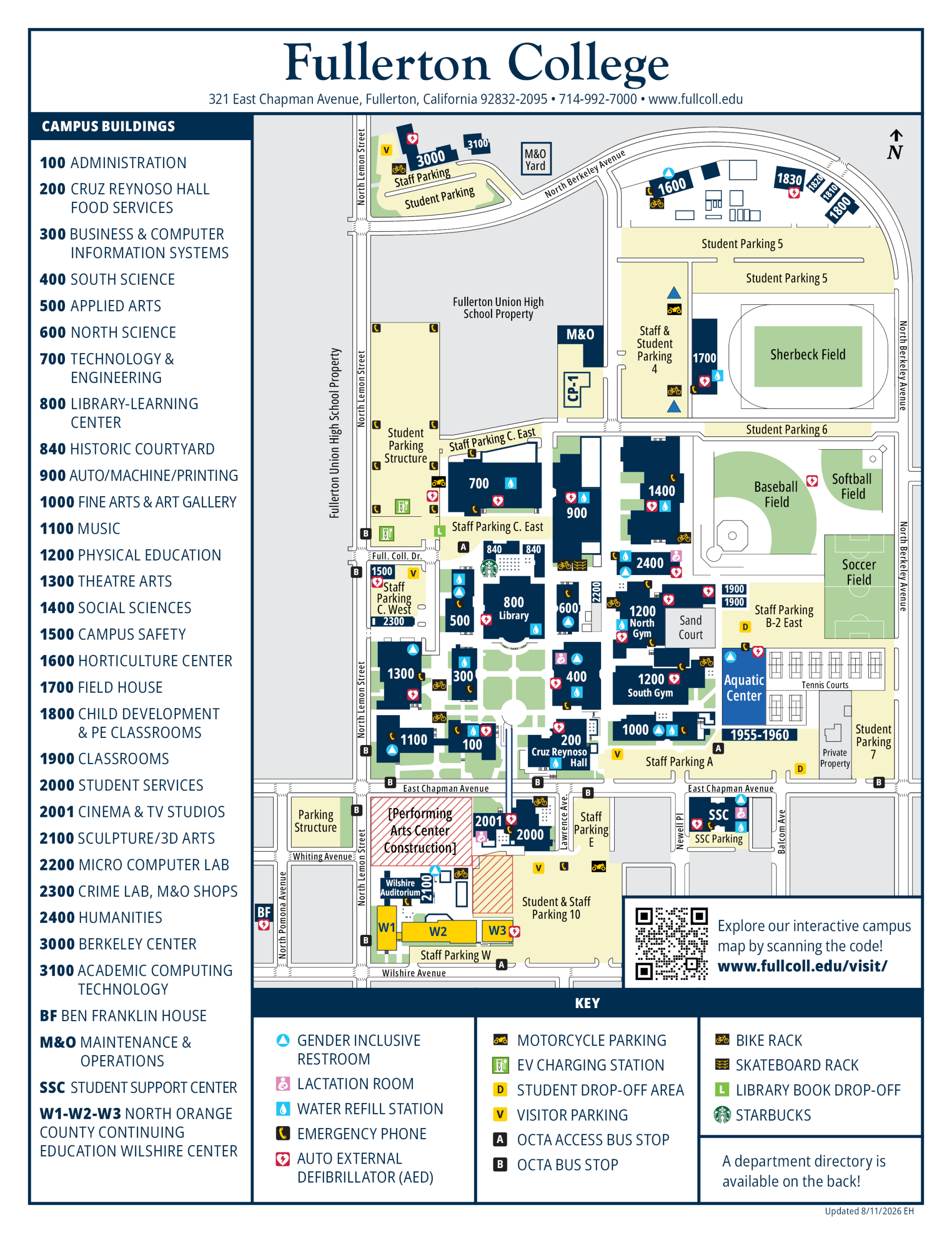 Fullerton College 2026 Campus Map